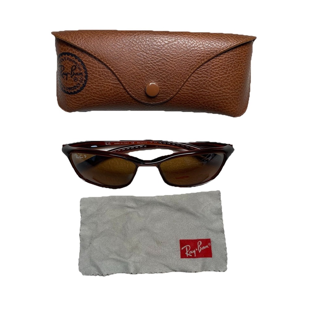 Ray Ban RB2046 CUTTERS 628/84 Brown Sunglasses Wrap Around Polarized Italy Case
